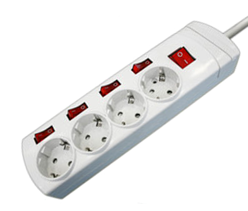 BASE MULTIPLE RED 4 TOMAS CON INTERRUPTOR 1.50MTS 36.188