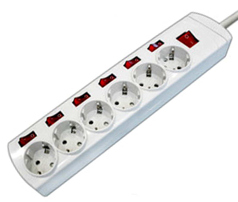 BASE MULTIPLE RED 6 TOMAS CON INTERRUPTOR 1.50mts 36.189