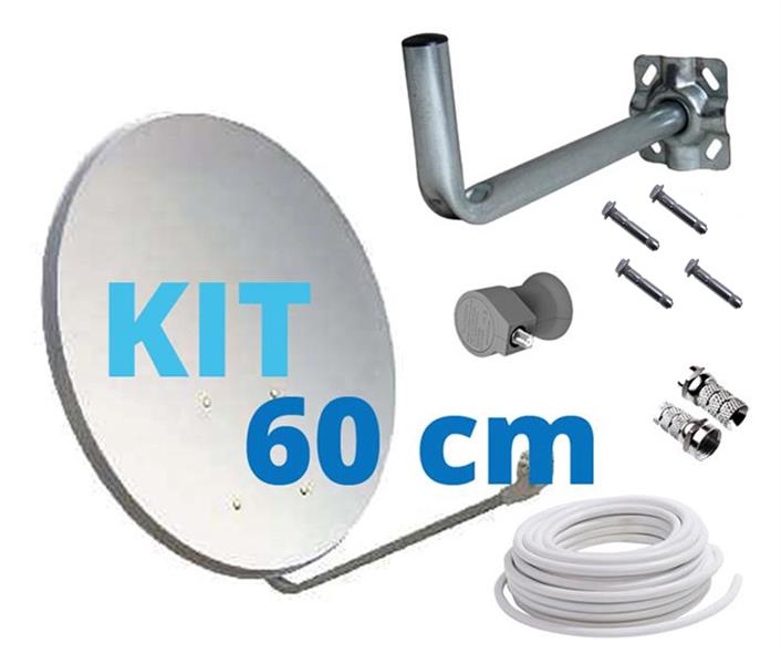 Kit de antena parabolica de 60 cm LNB y soporte Blanco