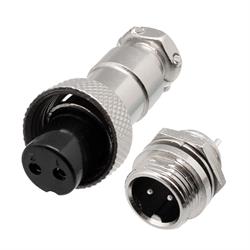 CONECTOR ROSCA MICRO 2 PINES MACHO + HEMBRA  GX12-2 M12